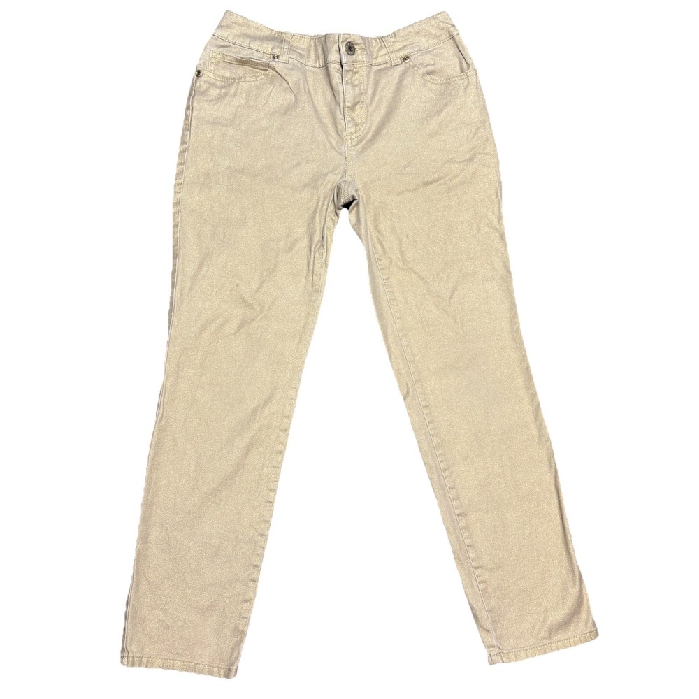 Chico's‎ platinum size 1 beige stretch jeans, cotton and spandex